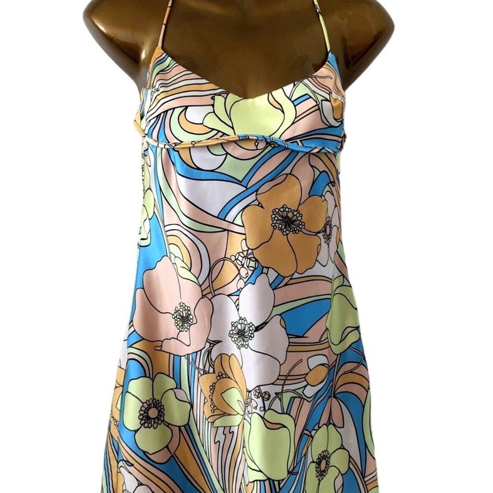 Zara Floral Print Dress with Blue and Cream Accents